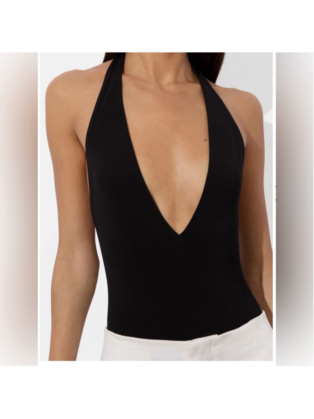 Alice + Olivia Pippa Halter Bodysuit, Black - Picture 4 of 14
